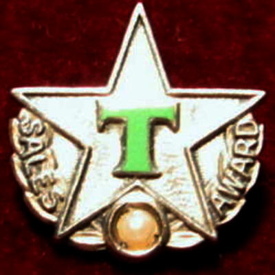 Texaco Employee Sale Award Service Pin Sterling w Pearl