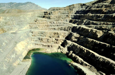 Molycorp Minerals open pit Mountain Pass Mine in Mountain Pass, California